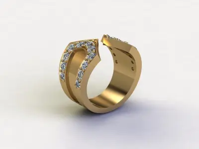 Diamond ring for men modern style R10 3D model