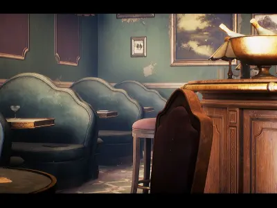 Vintage Bar Interior Environment Unreal Engine Low-poly 3D model