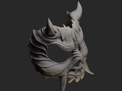 Wearable Mask 17 Skull Horn 3D print model 3D print model