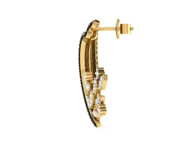 Light Weight Yellow Gold Diamond Earring  -EAR-035 3D print model