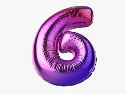 Foil balloon number six 6 3D model