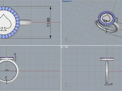Card spades ring model 606 3D print model