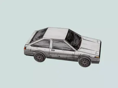 1986 Toyota Corolla Initial D Cartoon Low-poly 3D model