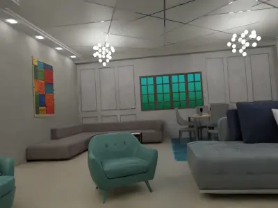 3d house model dining room interior design Low-poly 3D model