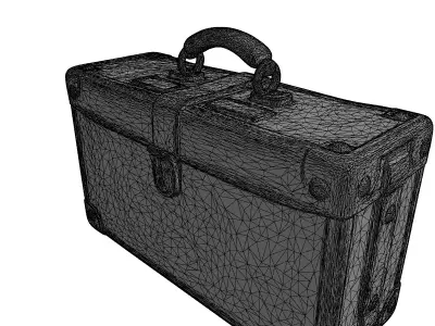 Vintage Leather Briefcase Travel Trunk Low-poly 3D model