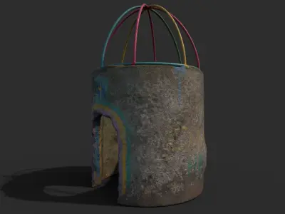 Old Concrete Ring for Soviet Playground Low-poly 3D model