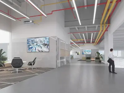 Modern reception lobby Interior 3D model