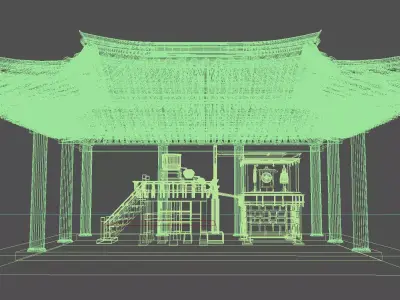 Korean Traditional Water Clock Pavilion Full 3D Model 3D model