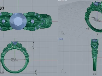 Luxury ring with cat 3D print model