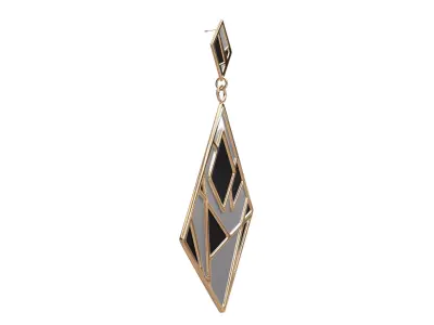 Gold Enamel Earrings 3D model