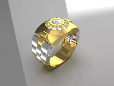 Luxury man Rolex design diamond ring model ror0015 3D print model