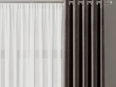 Rod Curtain - Brown Ring curtains 29 HBH Low-poly 3D model