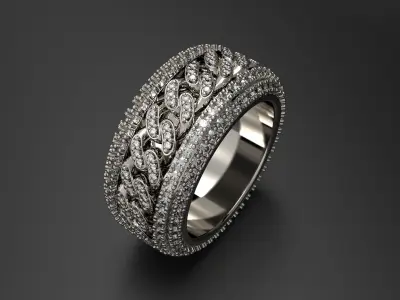 Luxury Cuban Spinner Ring  Fully Paved  Size 8 US 3D print model