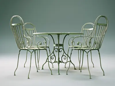 Antique Outdoor - Garden table and chairs set 3D model
