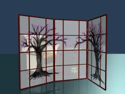 Folding screen rigged low poly Low-poly 3D model