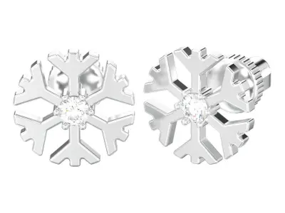 Snowflake new year Christmas diamond earrings 3D print model 3D print model