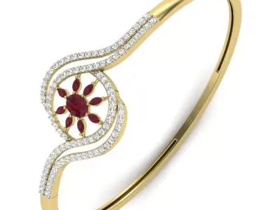 Yellow gold diamond Bangle-PBG-026 DIA 3D print model