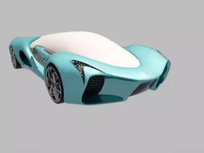 Aqua Sleek Futuristic Concept Car Low-poly 3D model