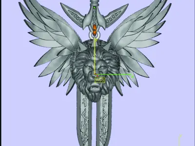 LION SWORD WING NECKLACE  3D print model