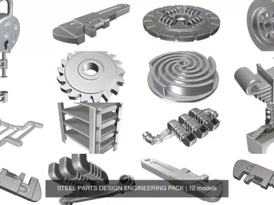 STEEL PARTS DESIGN ENGINEERING PACK 3D Model Collection