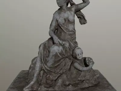 STATUE 1 of woman holding child Low-poly 3D model