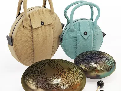 Decorated Steel Tongue Drum 3D model