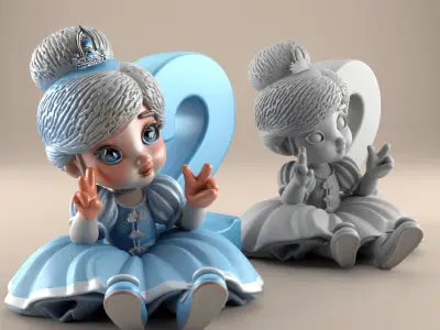 Princess 2nd Birthday STL 3D print model