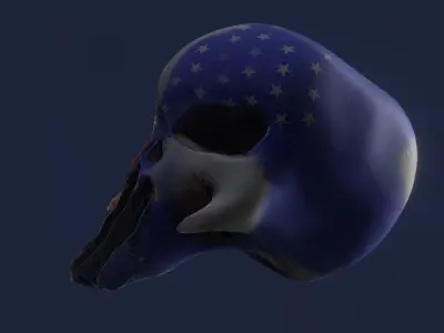 Punisher Skull Low Poly Baked Normal Map Free low-poly 3D model