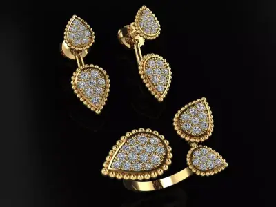 Ring and Earrings 166 3D print model