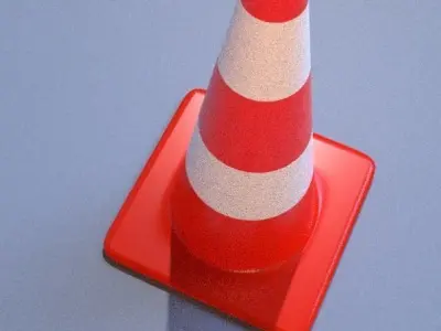 traffic cone low poly 3D model Low-poly 3D model