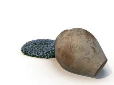 Flowerbed rock with grass 3D model