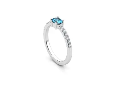 ZDR052 topaz and diamond ring 3D print model