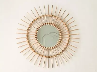 bamboo rattan mirror 3D model