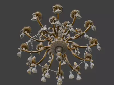 Elegant Vintage Crystal Chandelier 3D Model 3D model