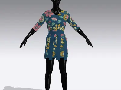 Female Cloth Dress Low-poly 3D model