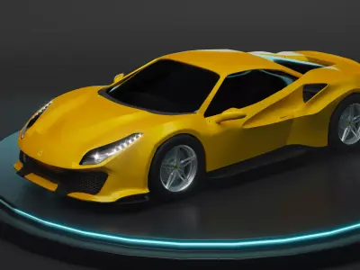 Ferrari 488 Pista Low-poly 3D model