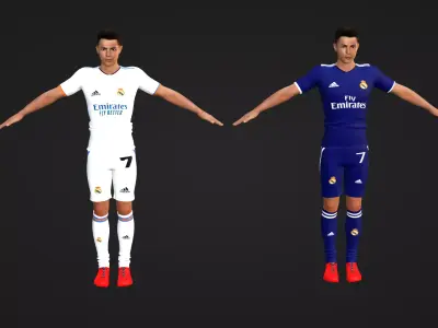 Cristiano Ronaldo - Real Madrid - Two Models Low-poly 3D model
