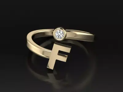 Jewelry Alphabet Ring F 3D print model