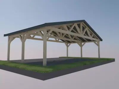6x9 m wooden carport 3D model