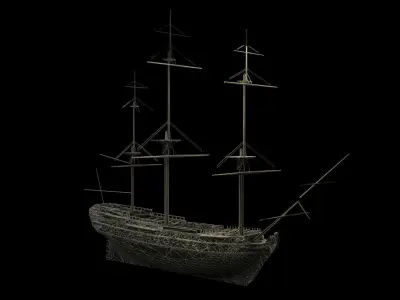 Chinese ancient sail ship  Low-poly 3D model