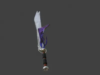 Fantasy Sword with Ornate Guard - Game Ready Weapon 3D Model Low-poly 3D model