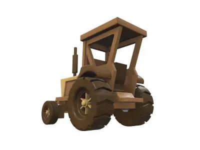 Wooden tractor toy 4 Free 3D model