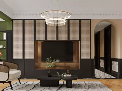 Luxury living room dining room interior scenes  39 3D model