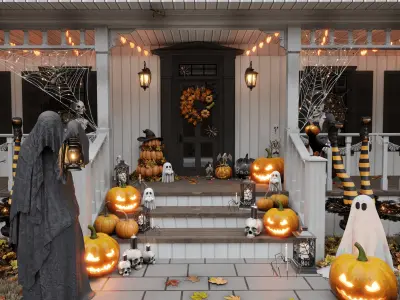 Halloween Porch Blender Scene - DAY 3D model