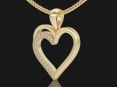 Heart pendant  gold printable jewelry 3D model 3D print model