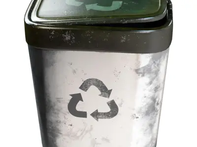  Trash Can Old Low-poly 3D model