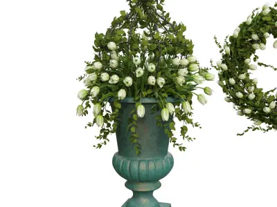 Vase with tulips and a wreath of tulips 06 3D model