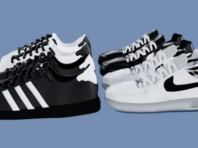 Nike AF1 and Adidas Superstars Low-poly 3D model