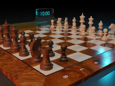 Chess two pieces on board Low-poly 3D model