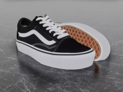 VANS 3D SHOES - BLACK Low-poly 3D model